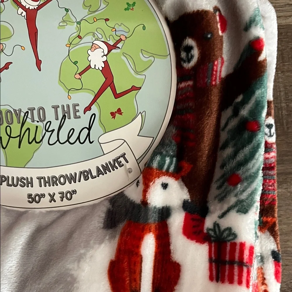 Joy to the World Holiday Plush Throw Blanket